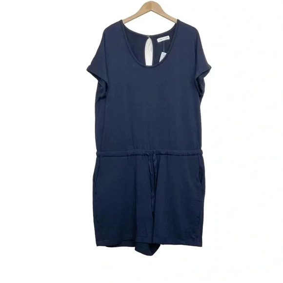 Lou & Grey Blue Shorts Romper XXL Pockets Stretchy Knit - Picture 1 of 5